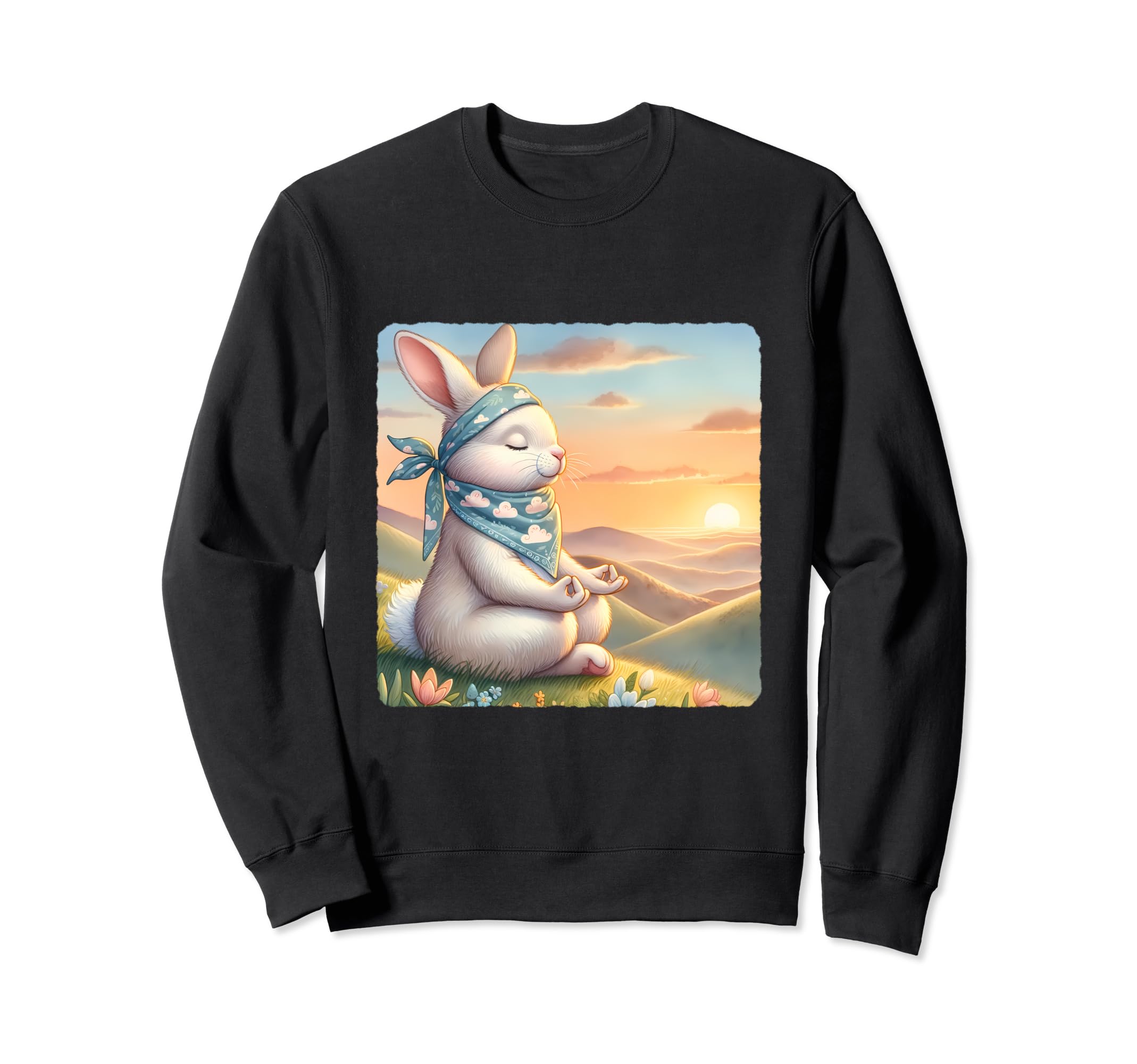 Rabbit Practicing Meditation Atop Sweatshirt - Casual Everyday Wear Unisex - T-Shirt, Sweatshirt, Hoodie