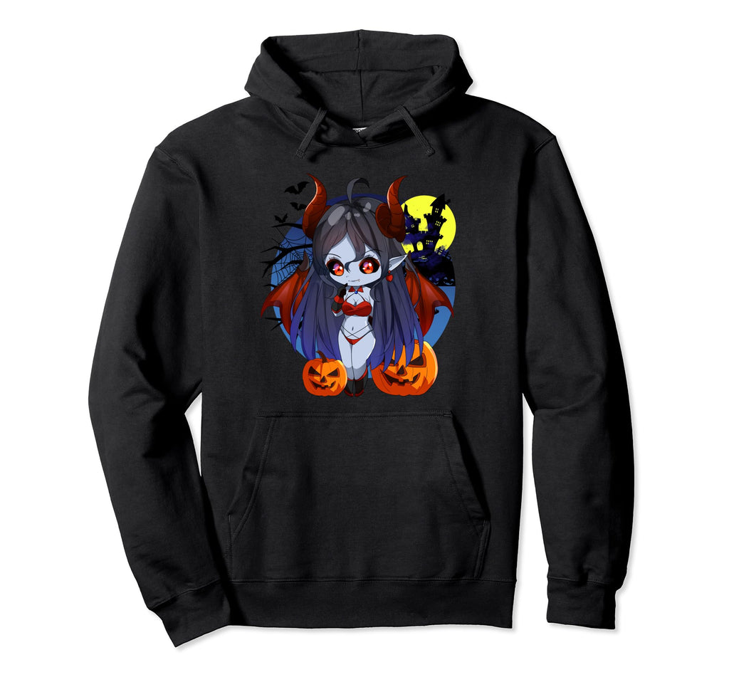 Halloween Chibi Anime Sexy Pinup Demon Hoodie - Trendy Graphic Men Women - T-Shirt, Sweatshirt, Hoodie