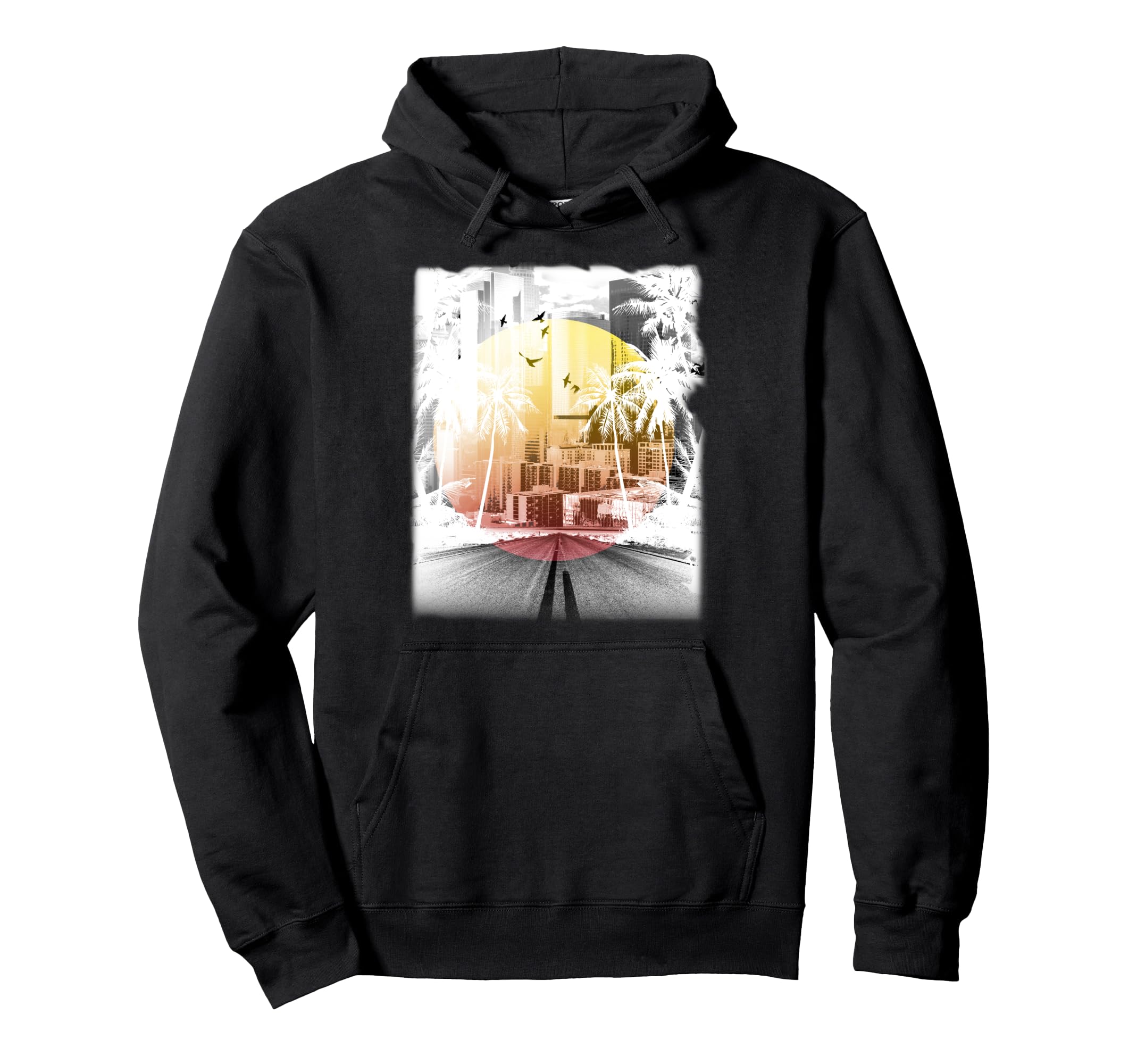 Trendy Beach Road Trip Sunset Hoodie - Novelty Apparel Unisex - T-Shirt, Sweatshirt, Hoodie