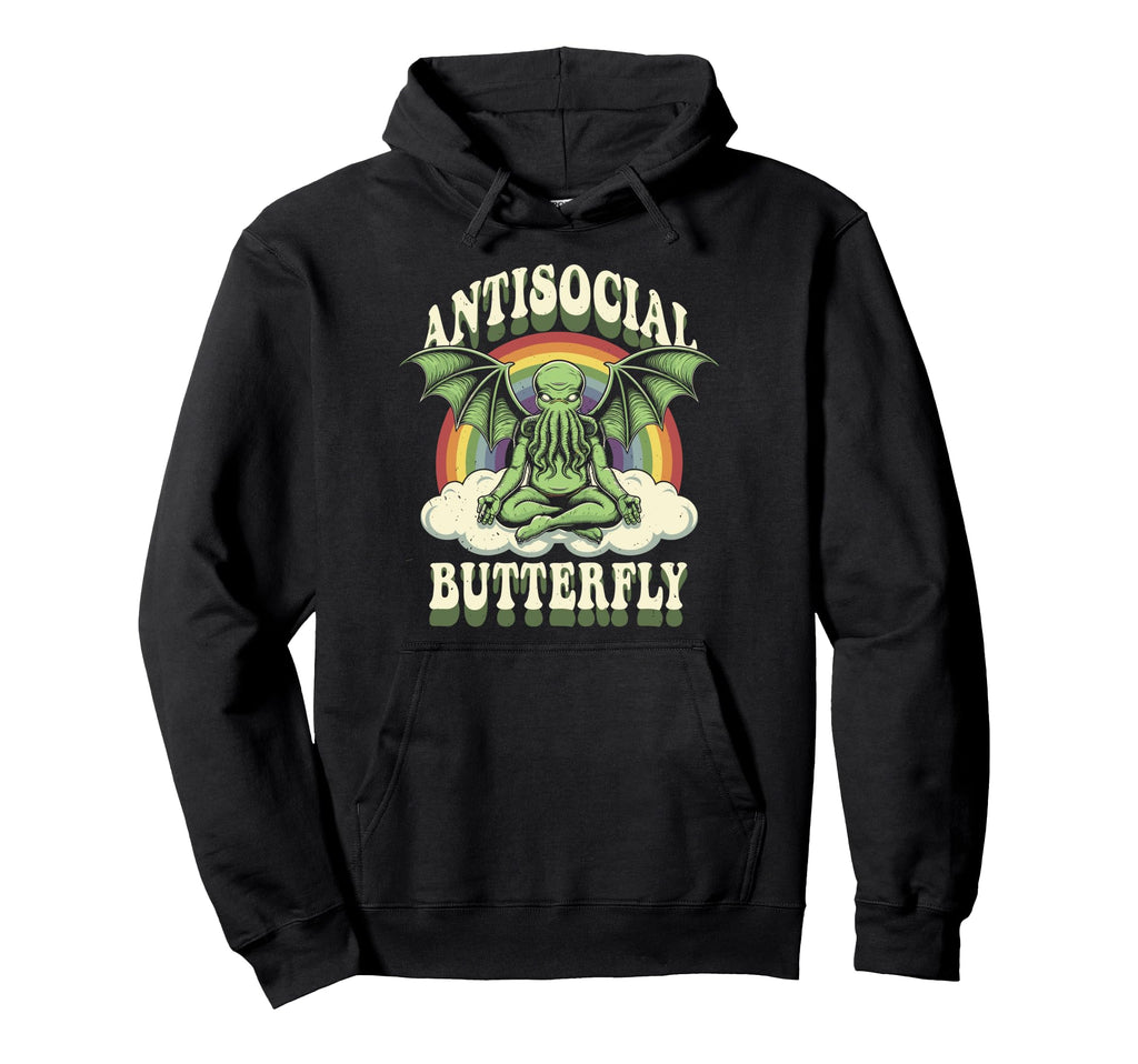 Cthulhu Antisocial Butterfly Cthulhu Hoodie - Fun Novelty Design for Adults - T-Shirt, Sweatshirt, Hoodie