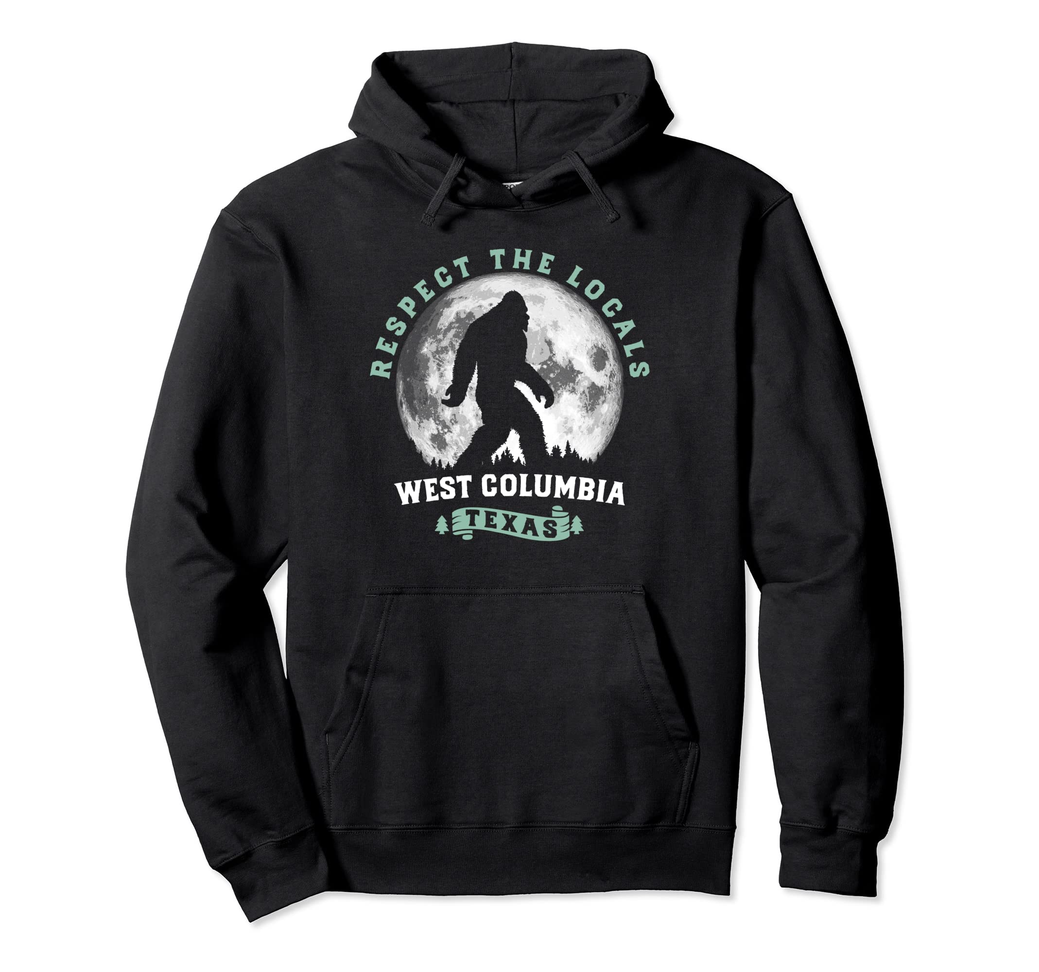 West Columbia Texas Bigfoot Night Walk Moon Hoodie - Unique Graphic Unisex - T-Shirt, Sweatshirt, Hoodie