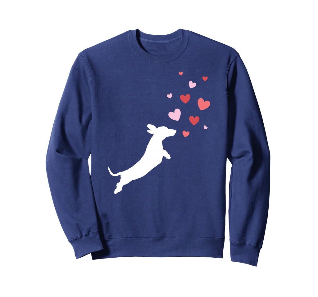 Valentines Day Dachshund Chasing Sweatshirt - Fun Novelty Design Men Women - T-Shirt, Sweatshirt, Hoodie