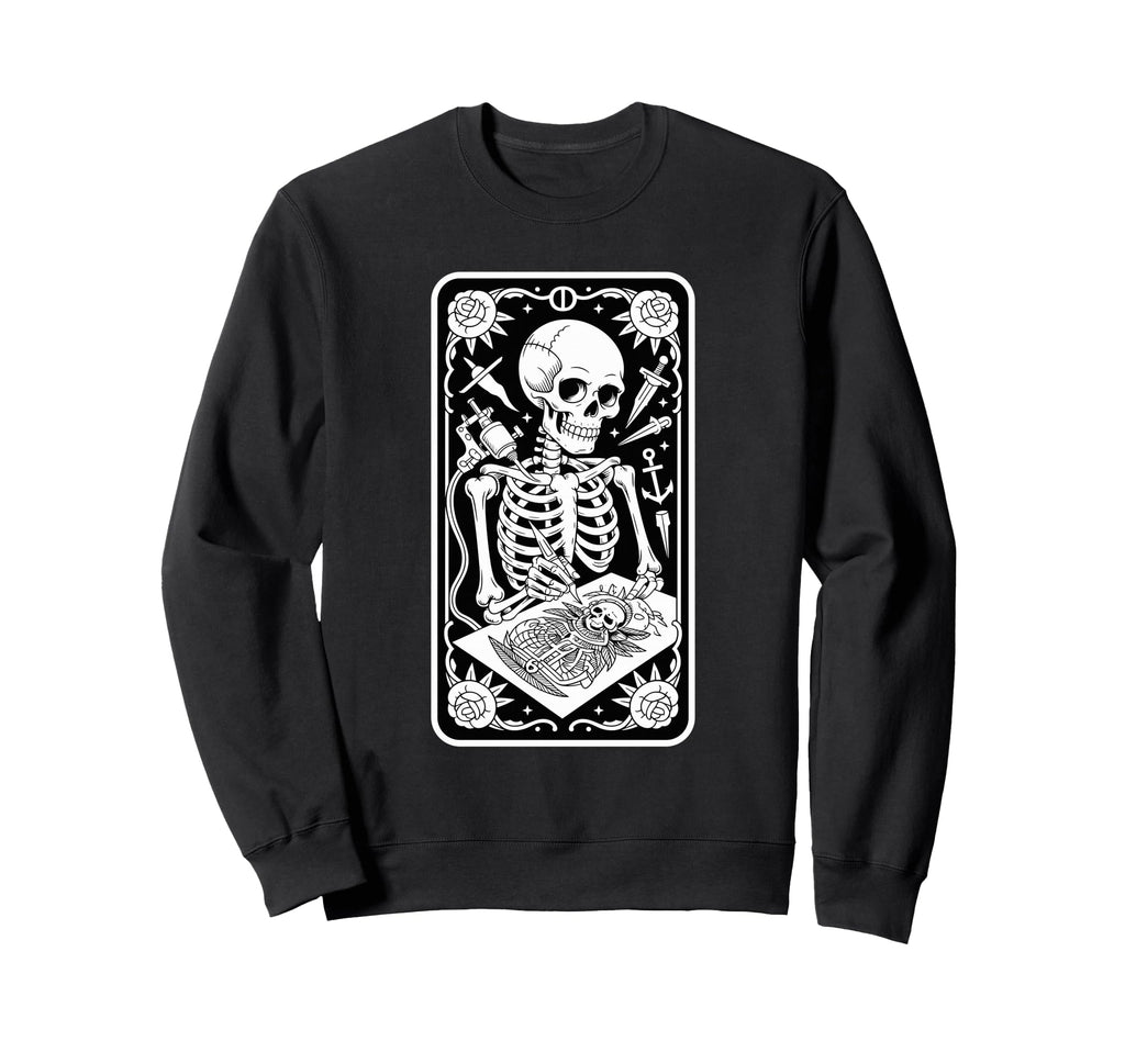 Inked Skeleton Tattoo Artist Sweatshirt - Custom Art Print for Adults - T-Shirt, Sweatshirt, Hoodie