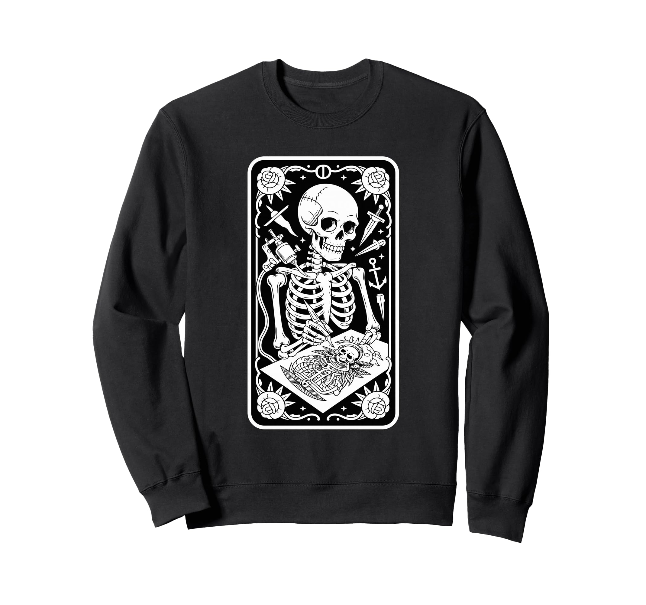 Inked Skeleton Tattoo Artist Sweatshirt - Casual Everyday Wear Men Women - T-Shirt, Sweatshirt, Hoodie