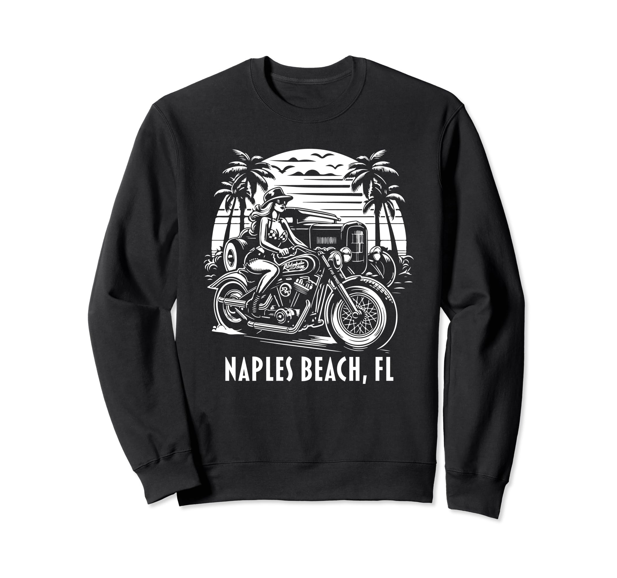 Naples Beach Florida Motorcycle Hotrod Sweatshirt - Graphic Print Unisex - T-Shirt, Sweatshirt, Hoodie