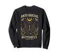 Anti Social Butterfly Moon Stars Sweatshirt - Graphic Print for Adults - T-Shirt, Sweatshirt, Hoodie