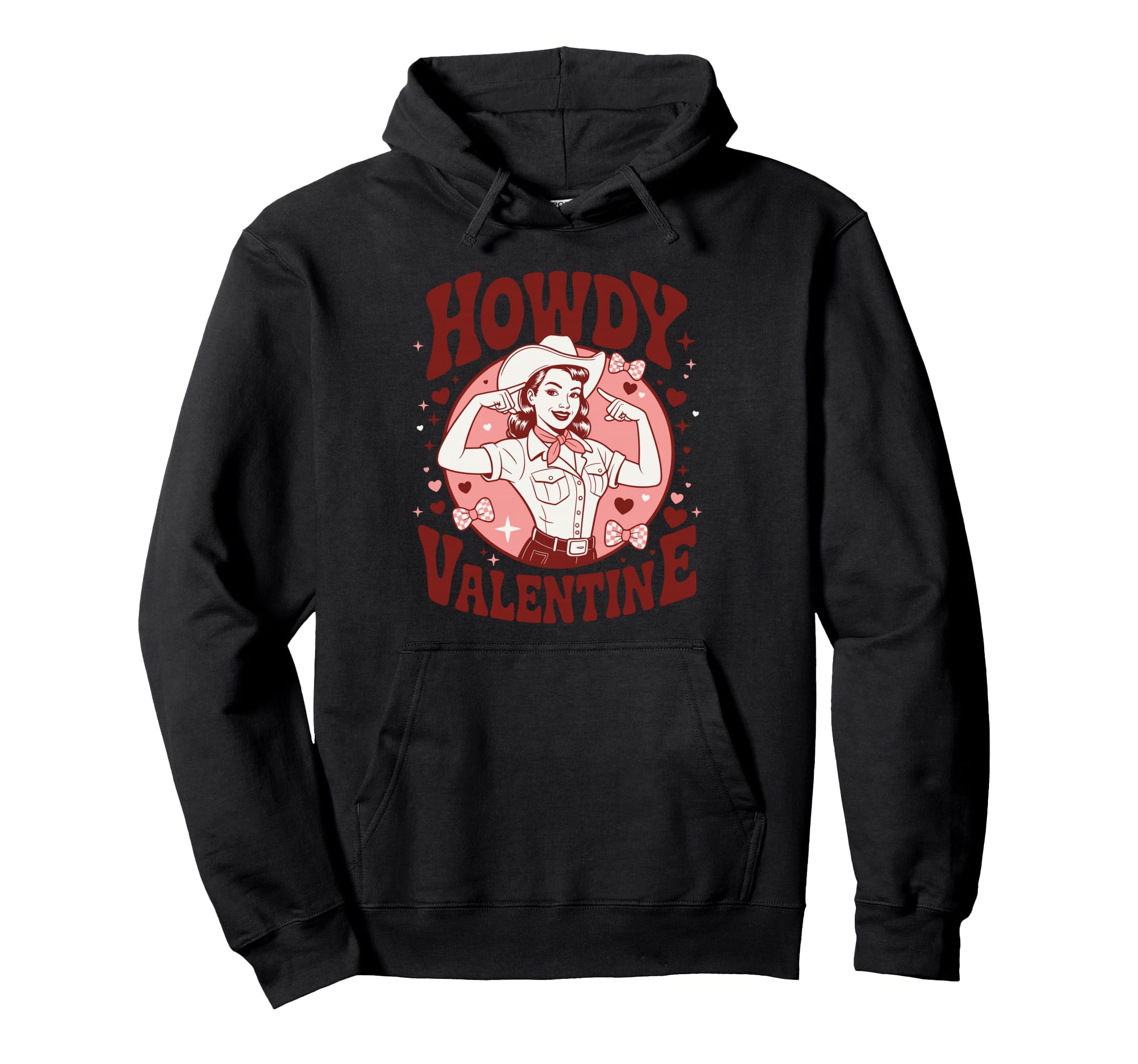 Howdy Valentine Cowgirl Western Hoodie - Custom Art Print Men Women - T-Shirt, Sweatshirt, Hoodie