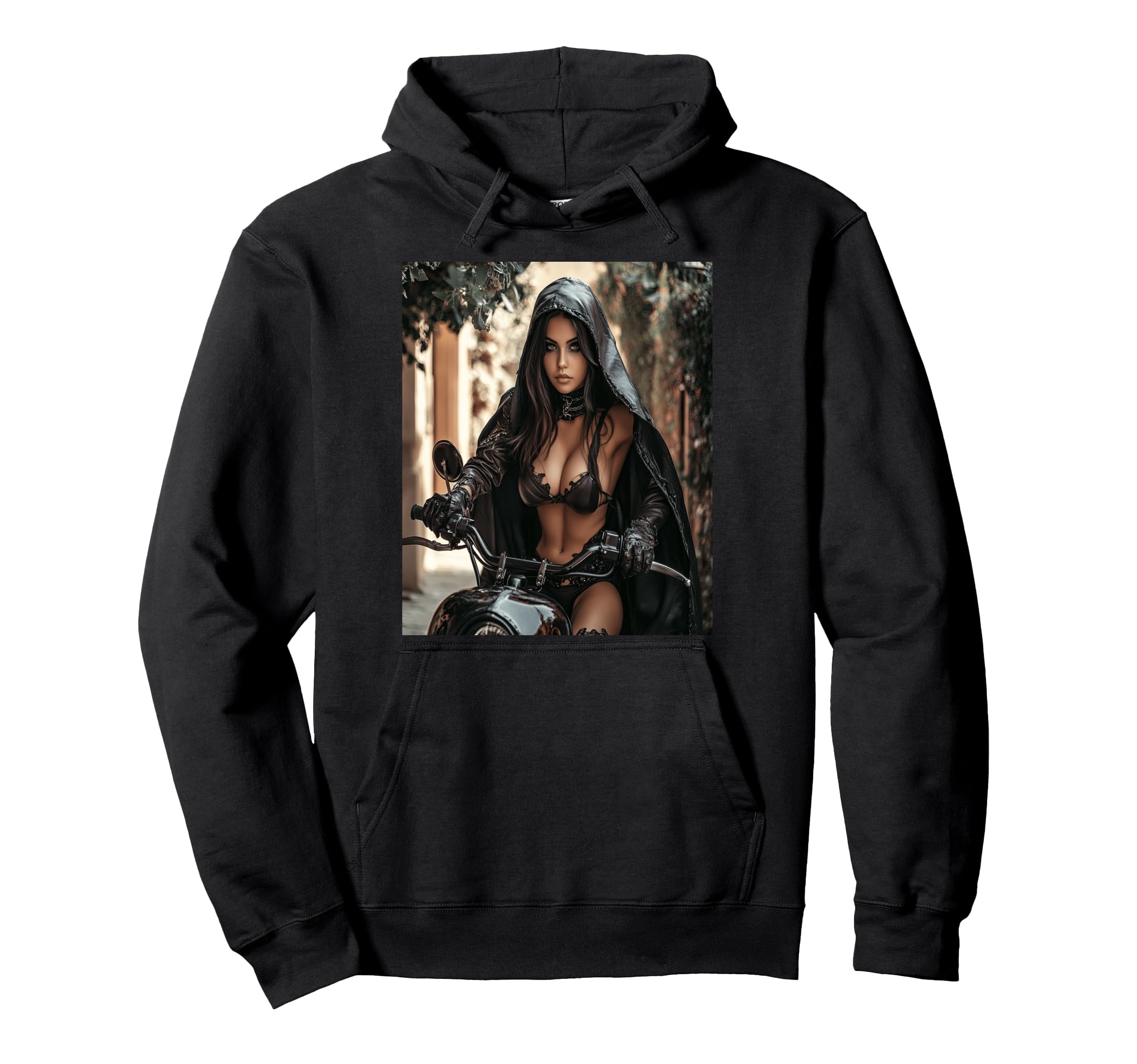Goth Biker Babe Motorcycle Club Hoodie - Casual Everyday Wear Men Women - T-Shirt, Sweatshirt, Hoodie