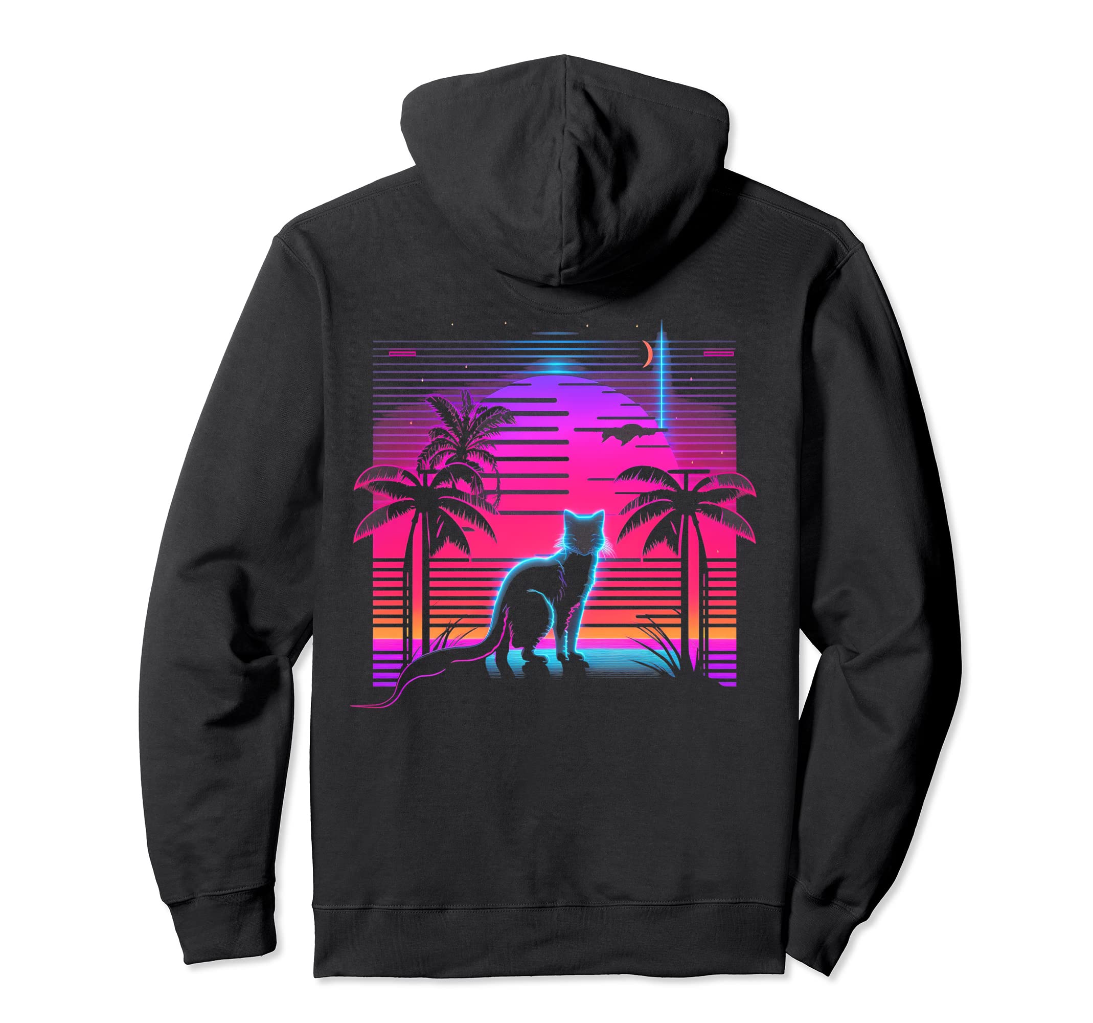 Cat Vaporwave Retrowave Aesthetic Synthwave Hoodie - Graphic Print Unisex - T-Shirt, Sweatshirt, Hoodie