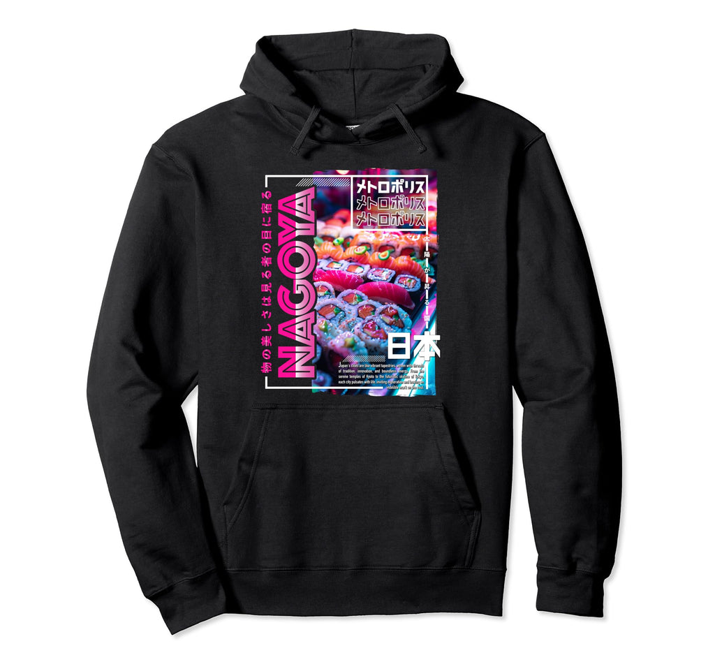 Nagoya City 80S Synthwave Sushi Japan Hoodie - Custom Art Print for Adults - T-Shirt, Sweatshirt, Hoodie
