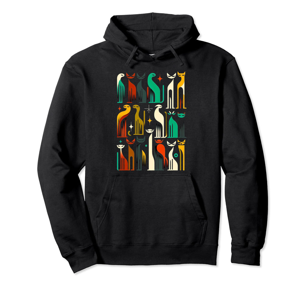 Mid Century Long Neck Cats 50S 60S Hoodie - Custom Art Print Men Women - T-Shirt, Sweatshirt, Hoodie