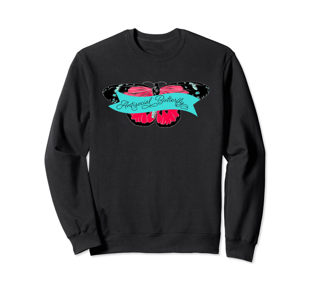 Funny Antisocial Butterfly Social Sweatshirt - Fun Novelty Design Unisex - T-Shirt, Sweatshirt, Hoodie