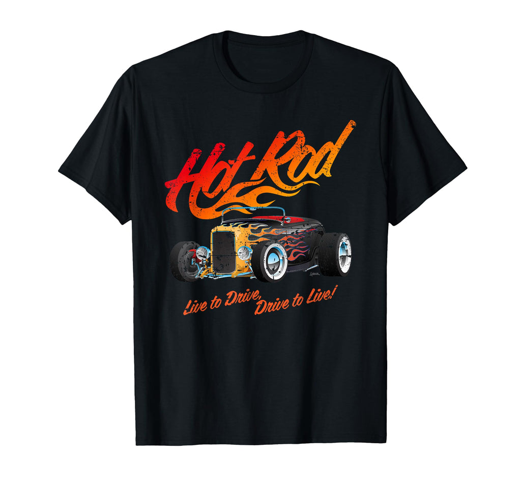 Hotrod Car Nostalgia Hotrod Distressed T-Shirt - Graphic Print for Adults - T-Shirt, Sweatshirt, Hoodie
