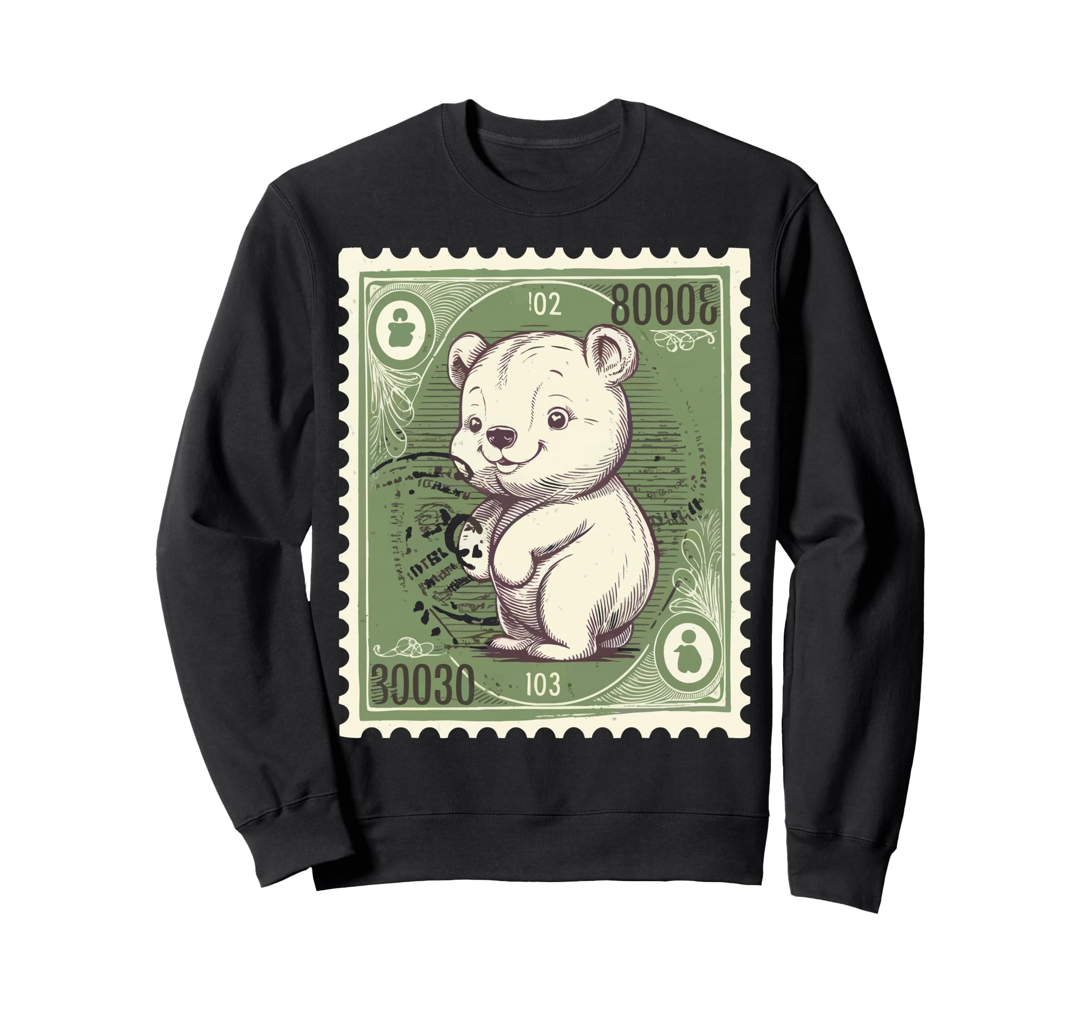 Bear Postage Stamp Animal Sweatshirt - Minimalist Print Unisex - T-Shirt, Sweatshirt, Hoodie