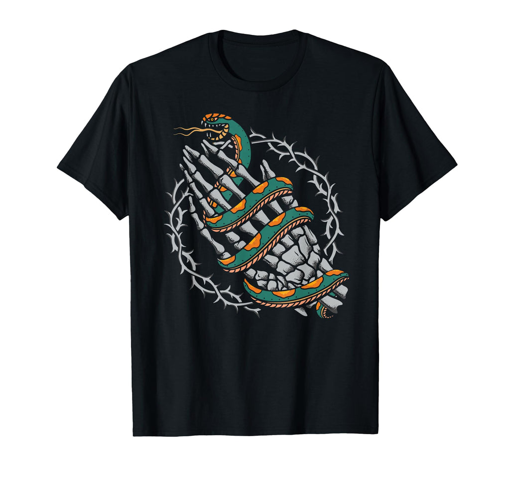 Praying Hands Old School Inked T-Shirt - Minimalist Print for Adults - T-Shirt, Sweatshirt, Hoodie