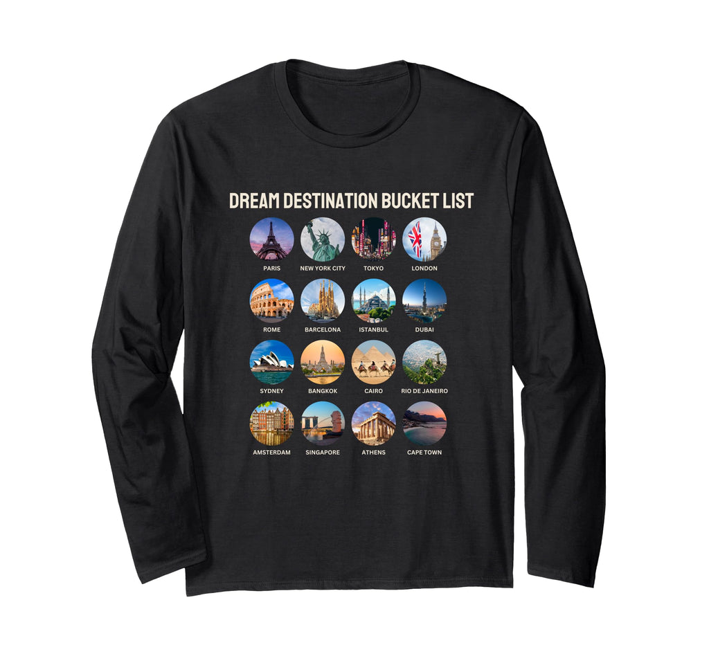 Checklist Dream Destination Bucket T-Shirt - Fun Novelty Design Unisex - T-Shirt, Sweatshirt, Hoodie