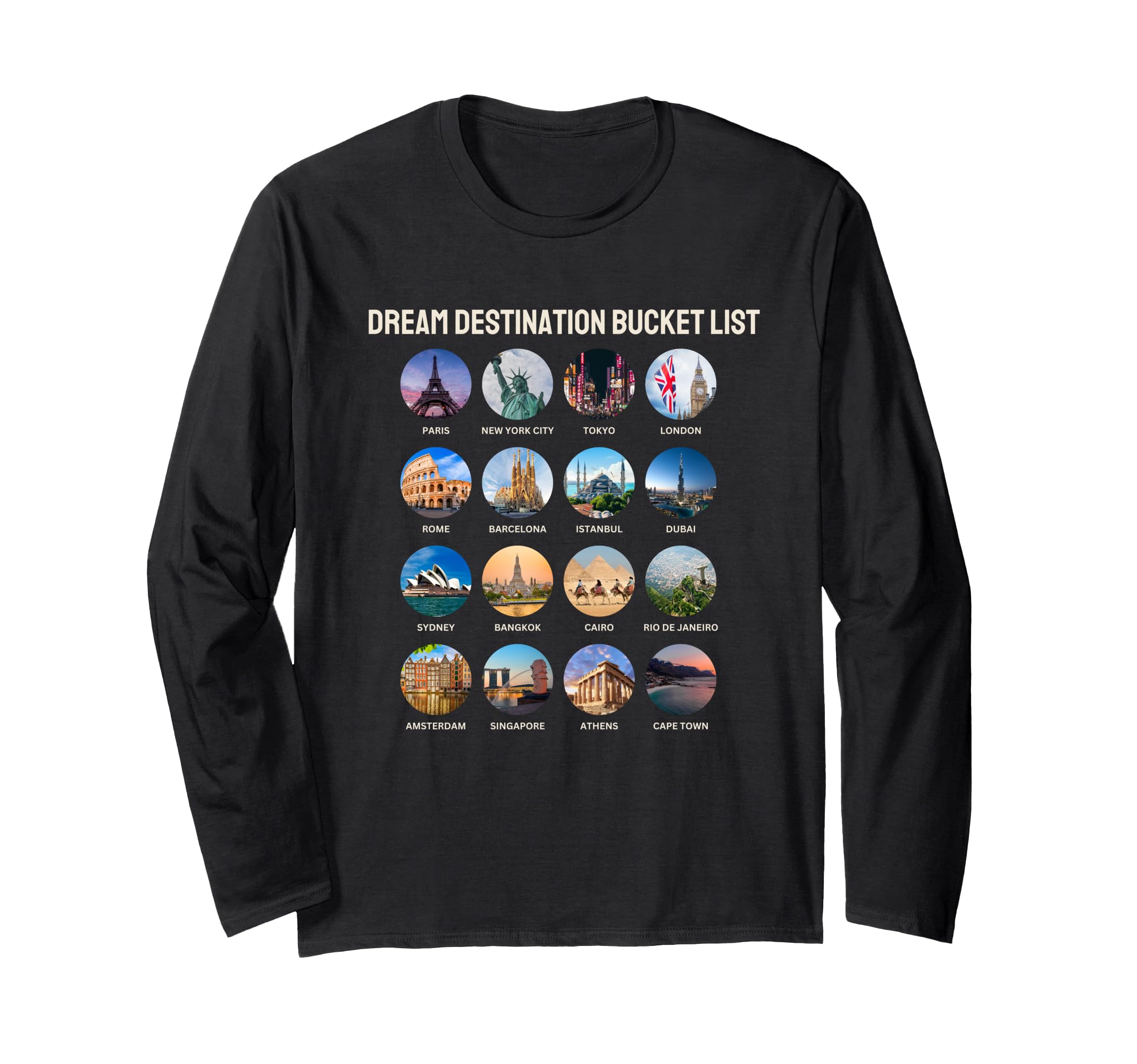 Checklist Dream Destination Bucket T-Shirt - Fun Novelty Design Unisex - T-Shirt, Sweatshirt, Hoodie