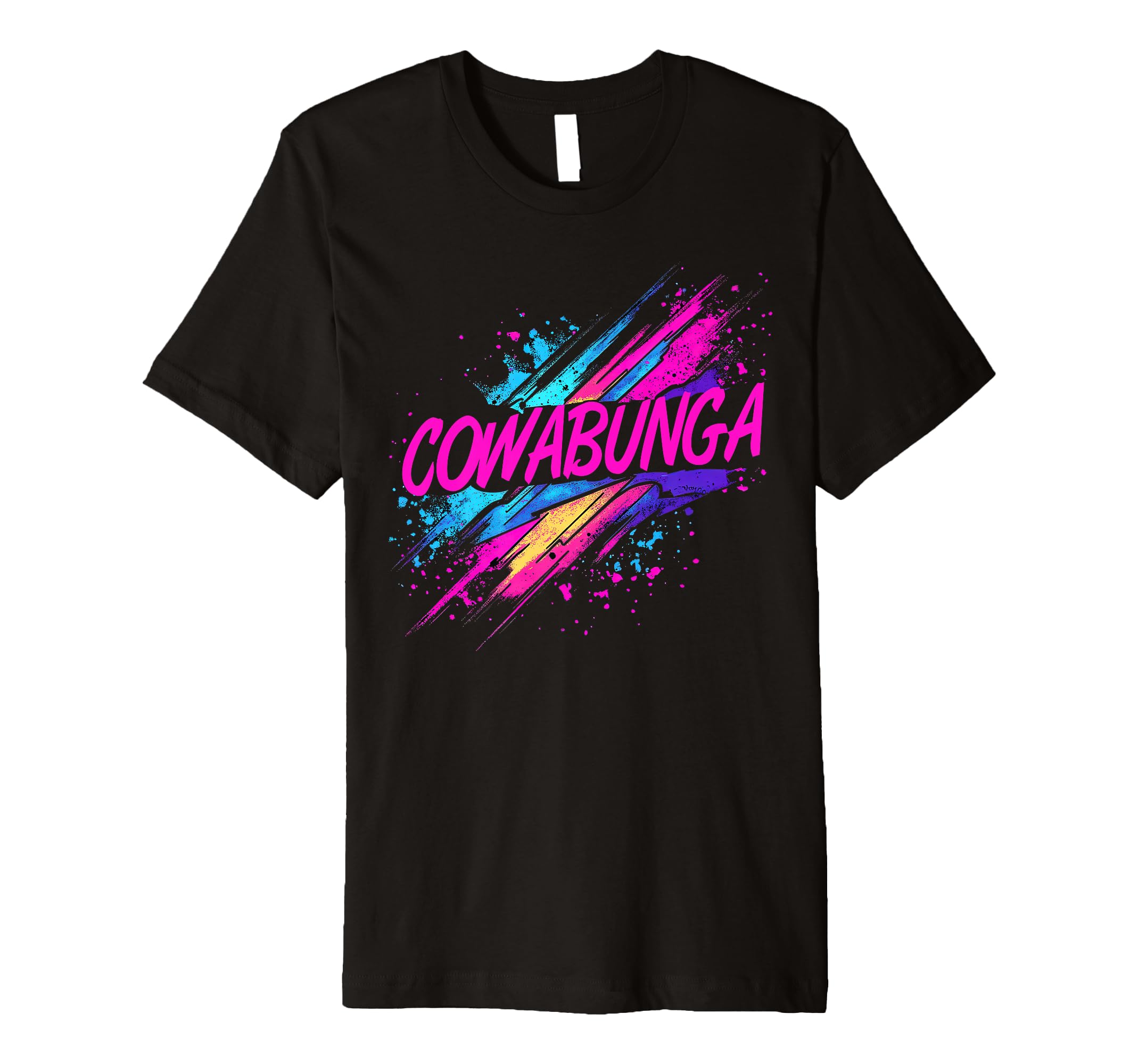 Cowabunga 80S 90S Nostalgia Slang Neon T-Shirt - Graphic Print for Adults - T-Shirt, Sweatshirt, Hoodie