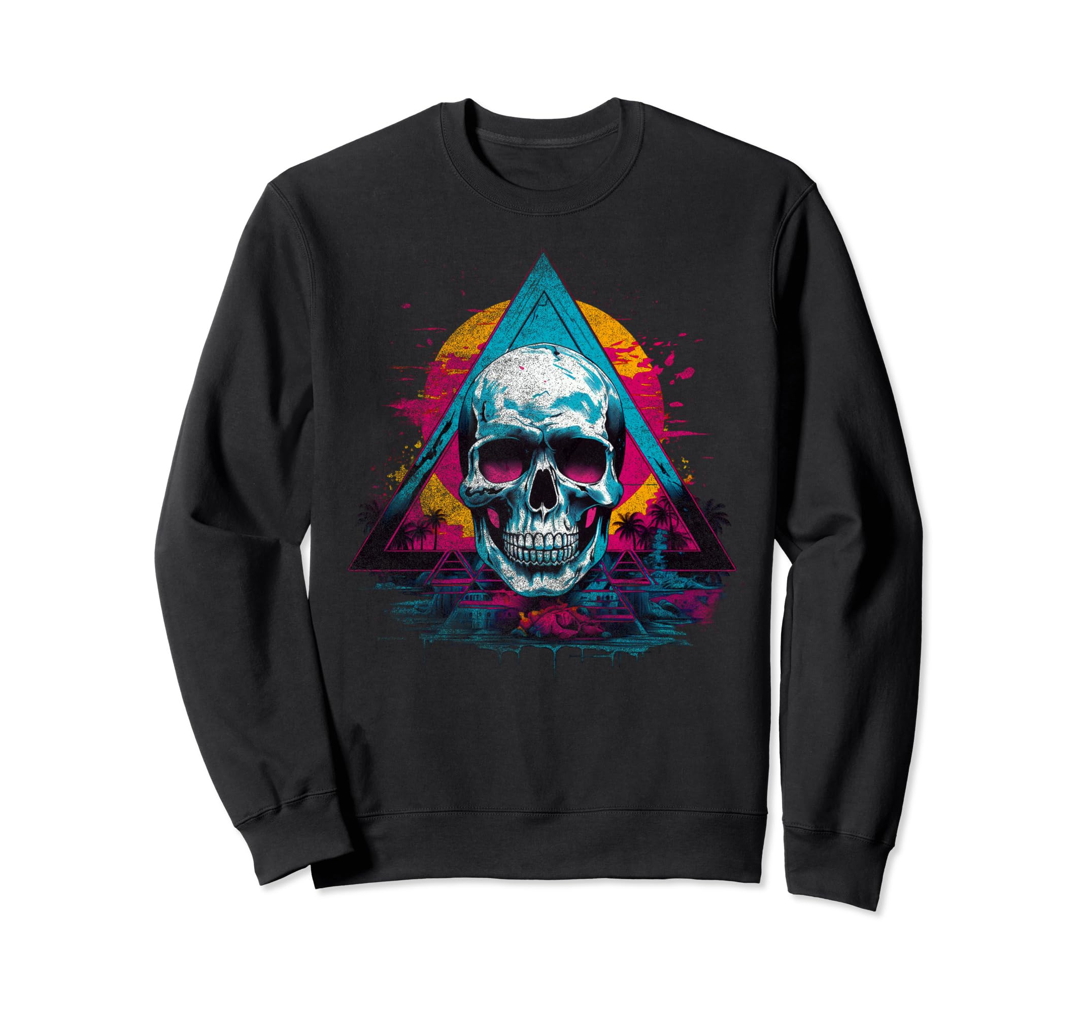 Skull Vaporwave Retrowave Sweatshirt - Custom Art Print Men Women - T-Shirt, Sweatshirt, Hoodie