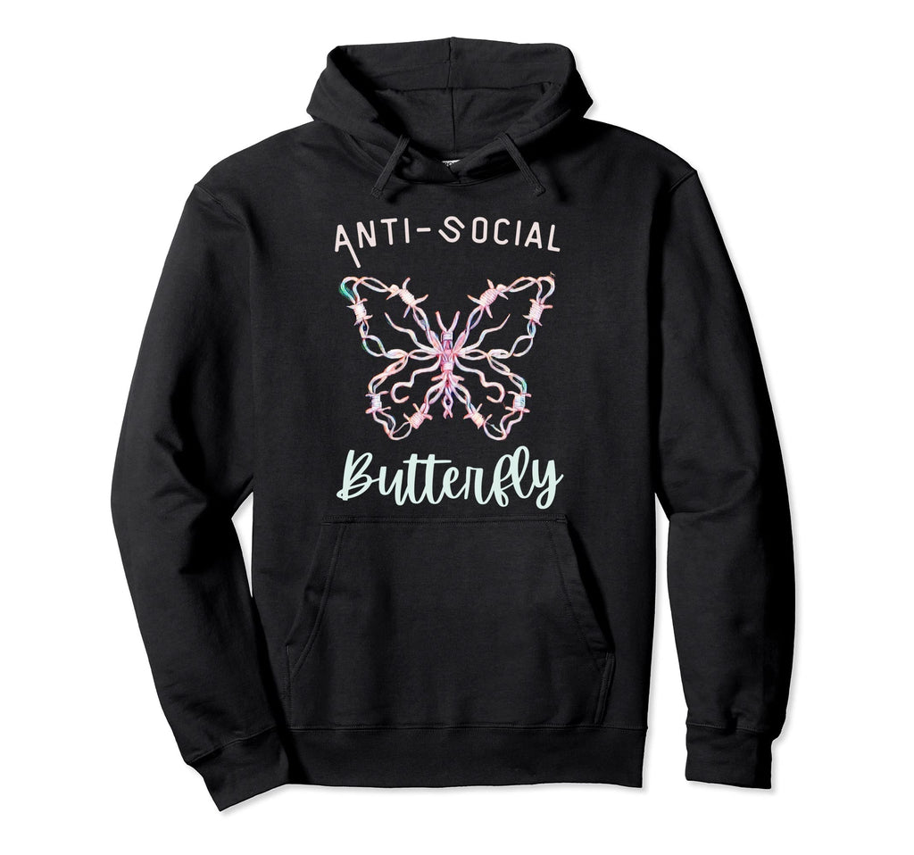 Anti Social Butterfly Hoodie - Trendy Graphic Men Women - T-Shirt, Sweatshirt, Hoodie