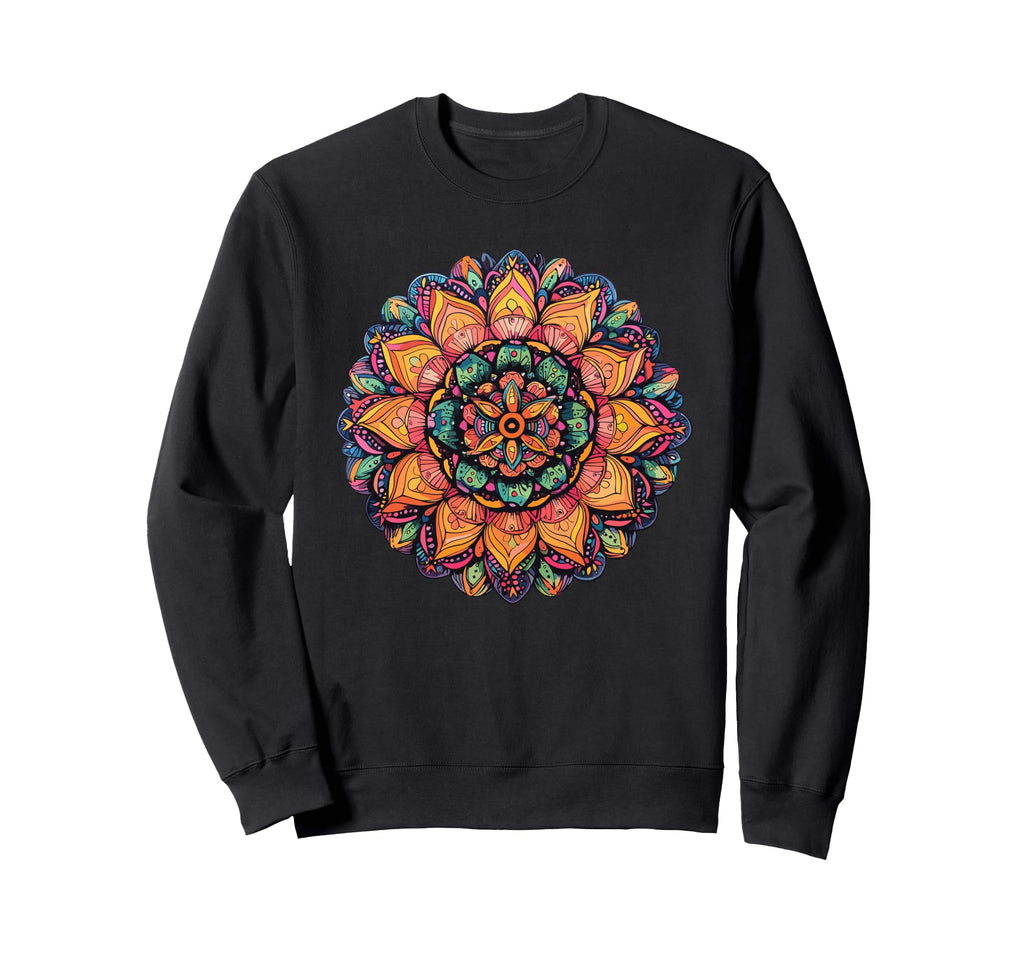 Vibrant Mandala Flower Meditation Sweatshirt - Unique Graphic Unisex - T-Shirt, Sweatshirt, Hoodie
