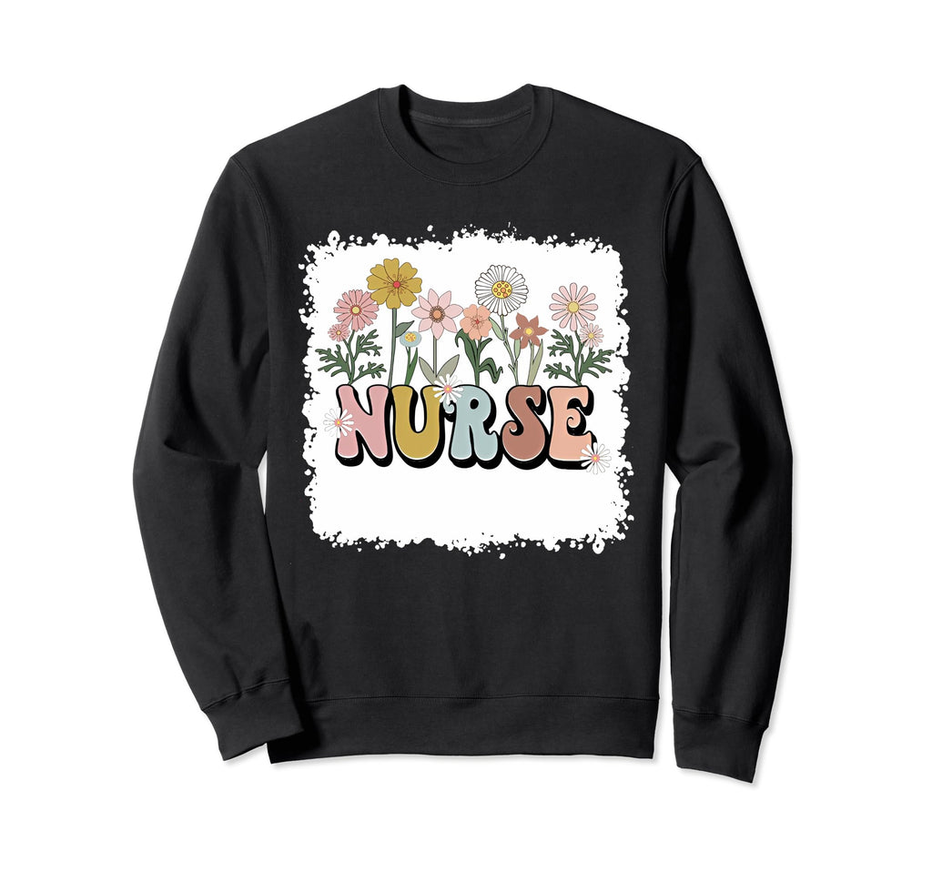 Groovy Nurse Typography Wild Sweatshirt - Trendy Graphic for Adults - T-Shirt, Sweatshirt, Hoodie