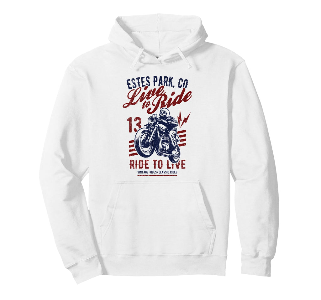 Estes Park Colorado Motorcycle Hoodie - Fun Novelty Design for Adults - T-Shirt, Sweatshirt, Hoodie