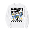 Volleyball Mom Leopard Blue Yellow Sweatshirt - Streetwear Style Unisex - T-Shirt, Sweatshirt, Hoodie
