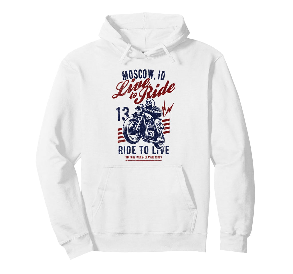 Moscow Idaho Motorcycle Skull Rider Hoodie - Custom Art Print for Adults - T-Shirt, Sweatshirt, Hoodie