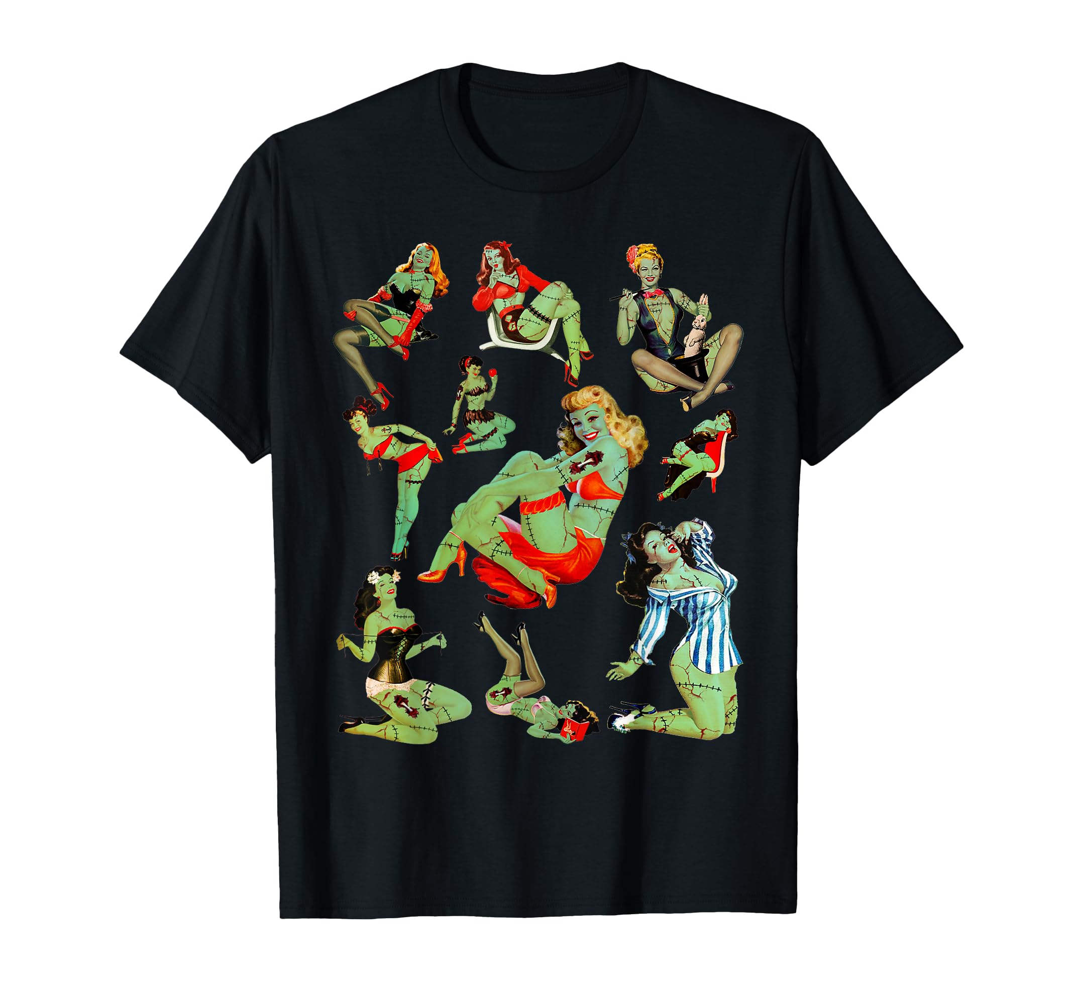 Zombie Pin Up Halloween Sassy T-Shirt - Casual Everyday Wear Men Women - T-Shirt, Sweatshirt, Hoodie