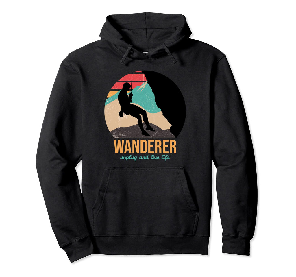 Wanderer Rock Climbing Unplug Sunset Hoodie - Novelty Apparel Unisex - T-Shirt, Sweatshirt, Hoodie