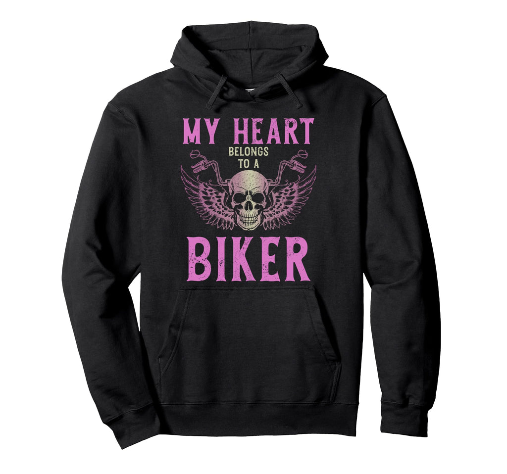 Biker My Heart Belongs To Biker Hoodie - Aesthetic Graphic for Adults - T-Shirt, Sweatshirt, Hoodie