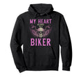 Biker My Heart Belongs To Biker Hoodie - Aesthetic Graphic for Adults - T-Shirt, Sweatshirt, Hoodie