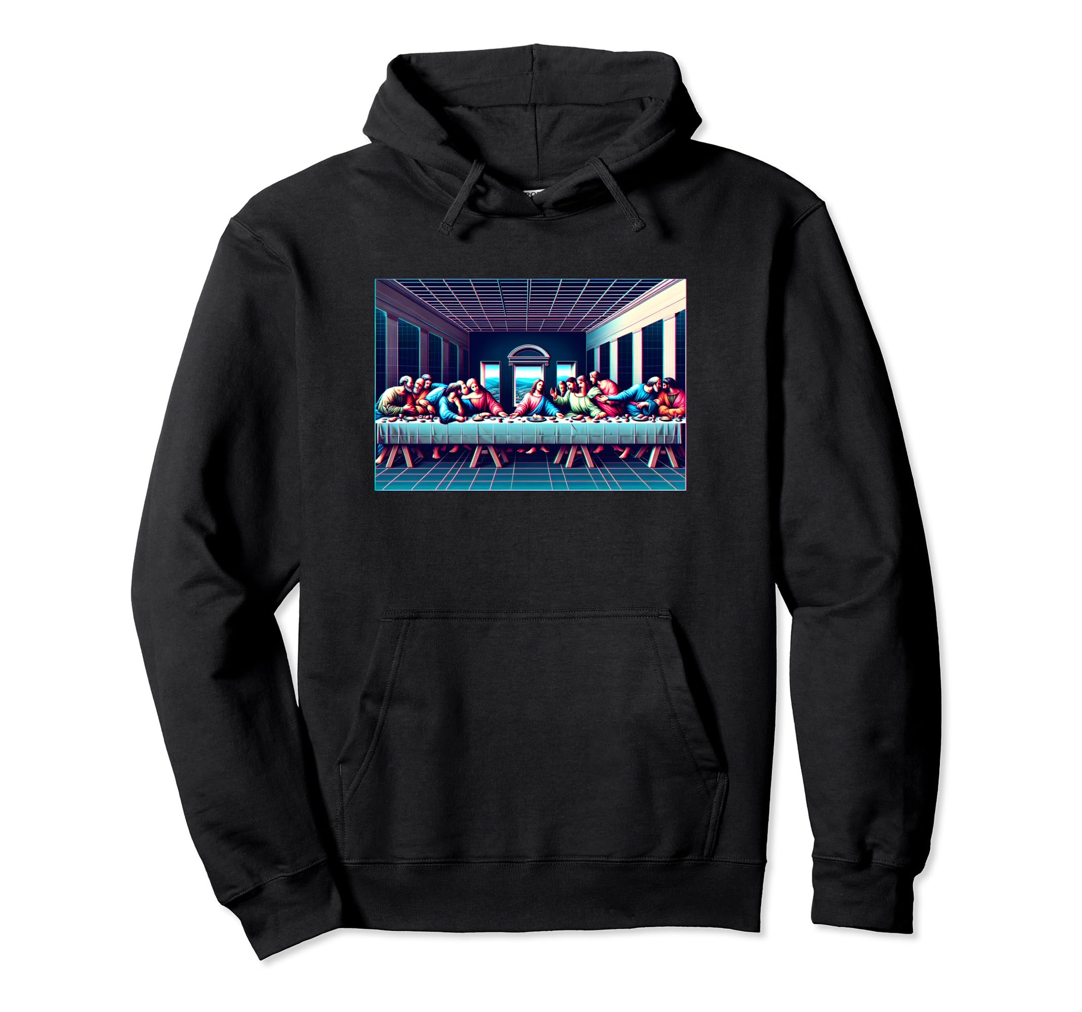 Vaporwave Lords Supper Synthwave 80S Hoodie - Unique Graphic Men Women - T-Shirt, Sweatshirt, Hoodie