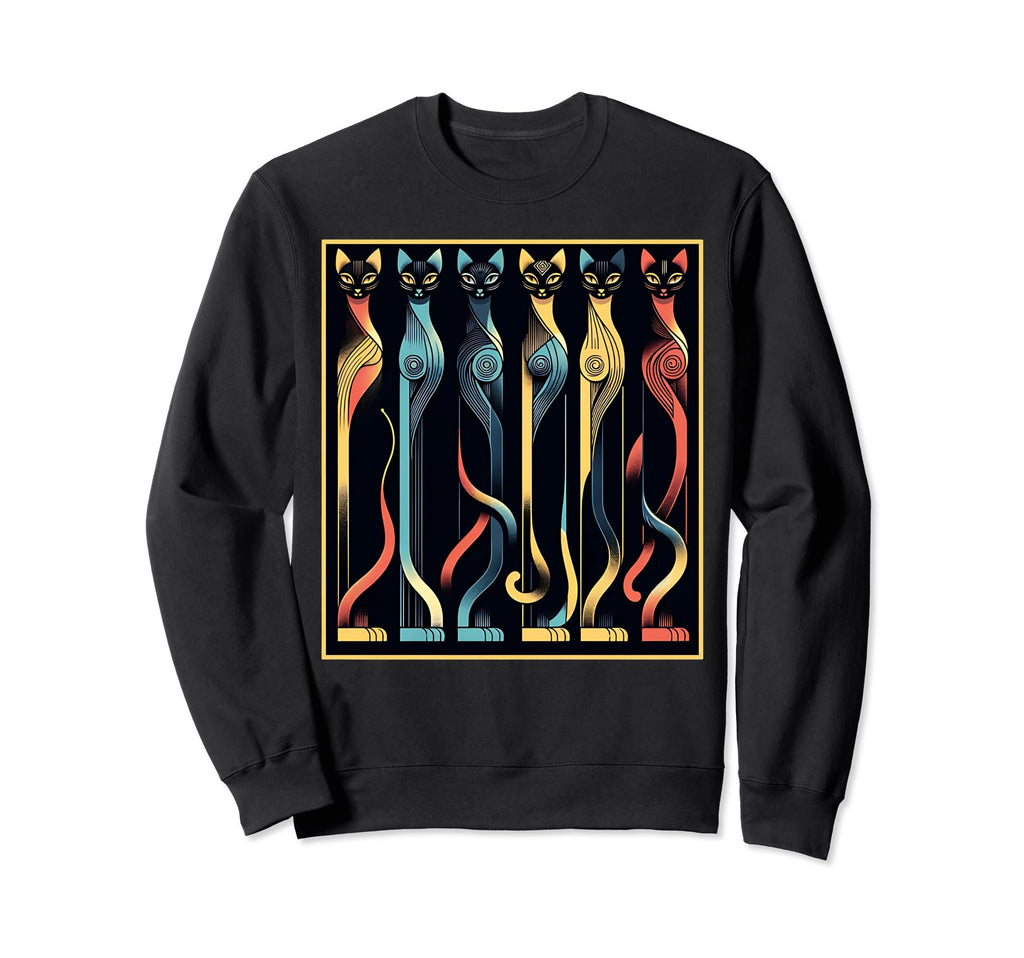Mid Century Long Neck Cats 50S 60S Sweatshirt - Aesthetic Graphic Unisex - T-Shirt, Sweatshirt, Hoodie