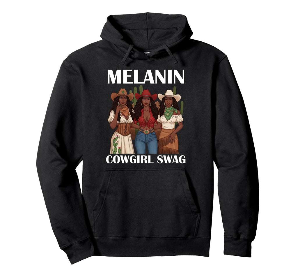 Lets Go Western Country Melanin Cowgirl Hoodie - Novelty Apparel Unisex - T-Shirt, Sweatshirt, Hoodie