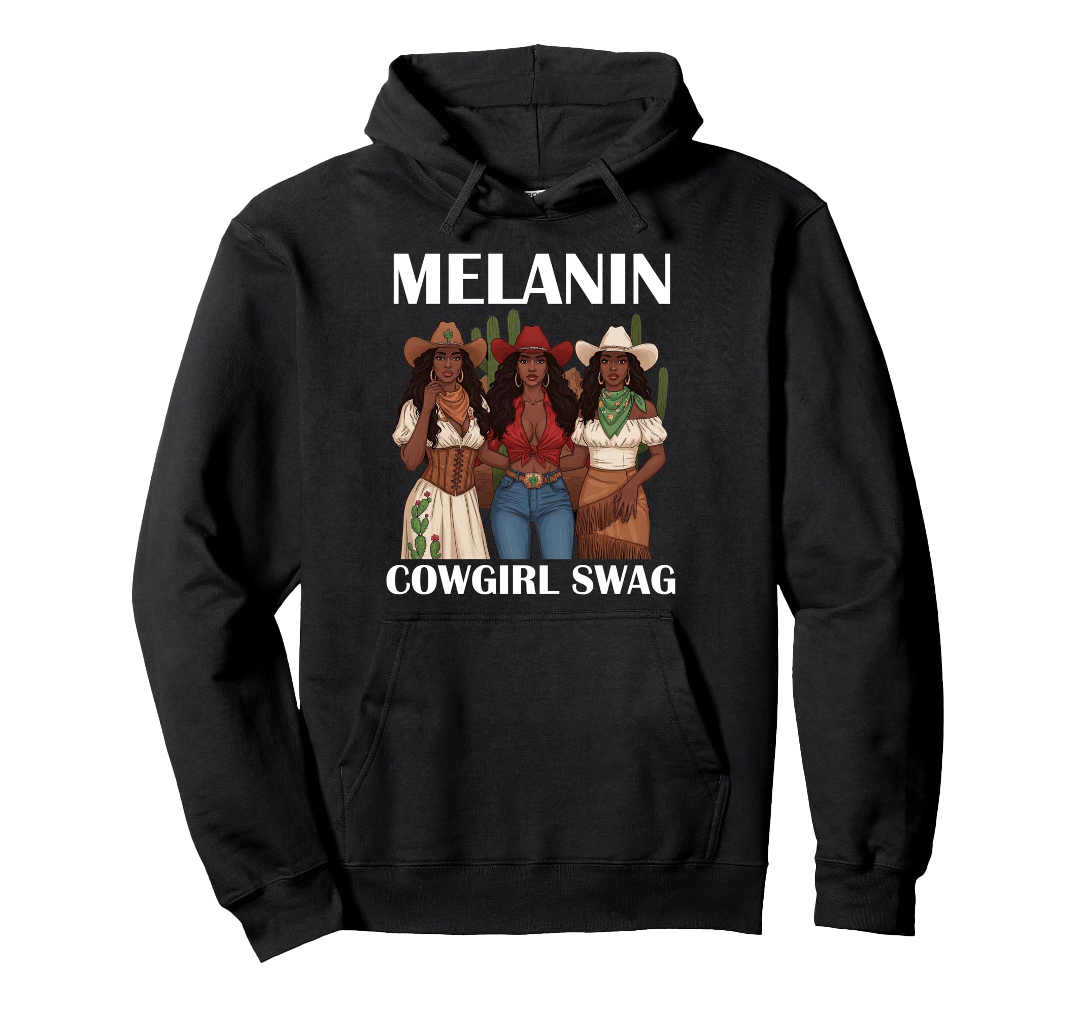 Lets Go Western Country Melanin Cowgirl Hoodie - Novelty Apparel Unisex - T-Shirt, Sweatshirt, Hoodie