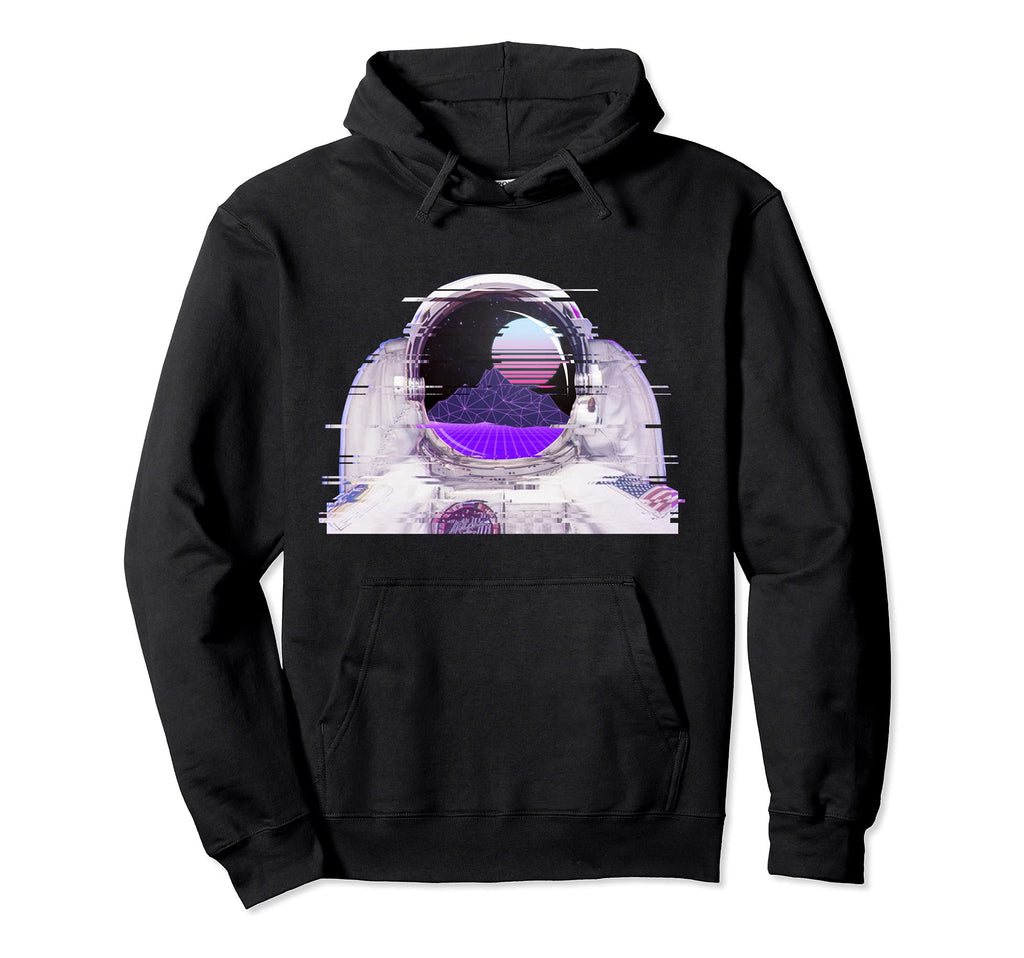 Astronaut Suit Helmet Glitch Art 80S Hoodie - Novelty Apparel Men Women - T-Shirt, Sweatshirt, Hoodie