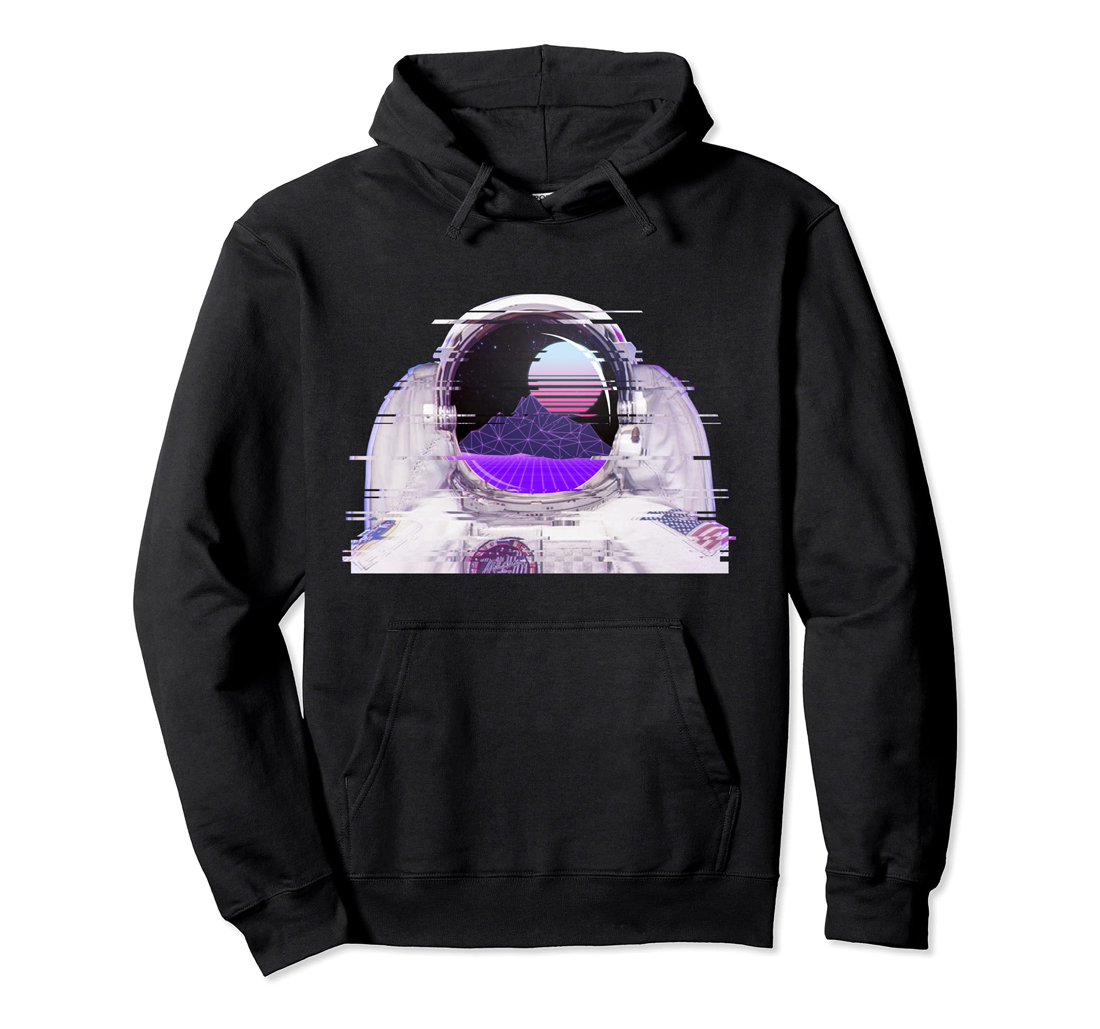 Astronaut Suit Helmet Glitch Art 80S Hoodie - Novelty Apparel Men Women - T-Shirt, Sweatshirt, Hoodie