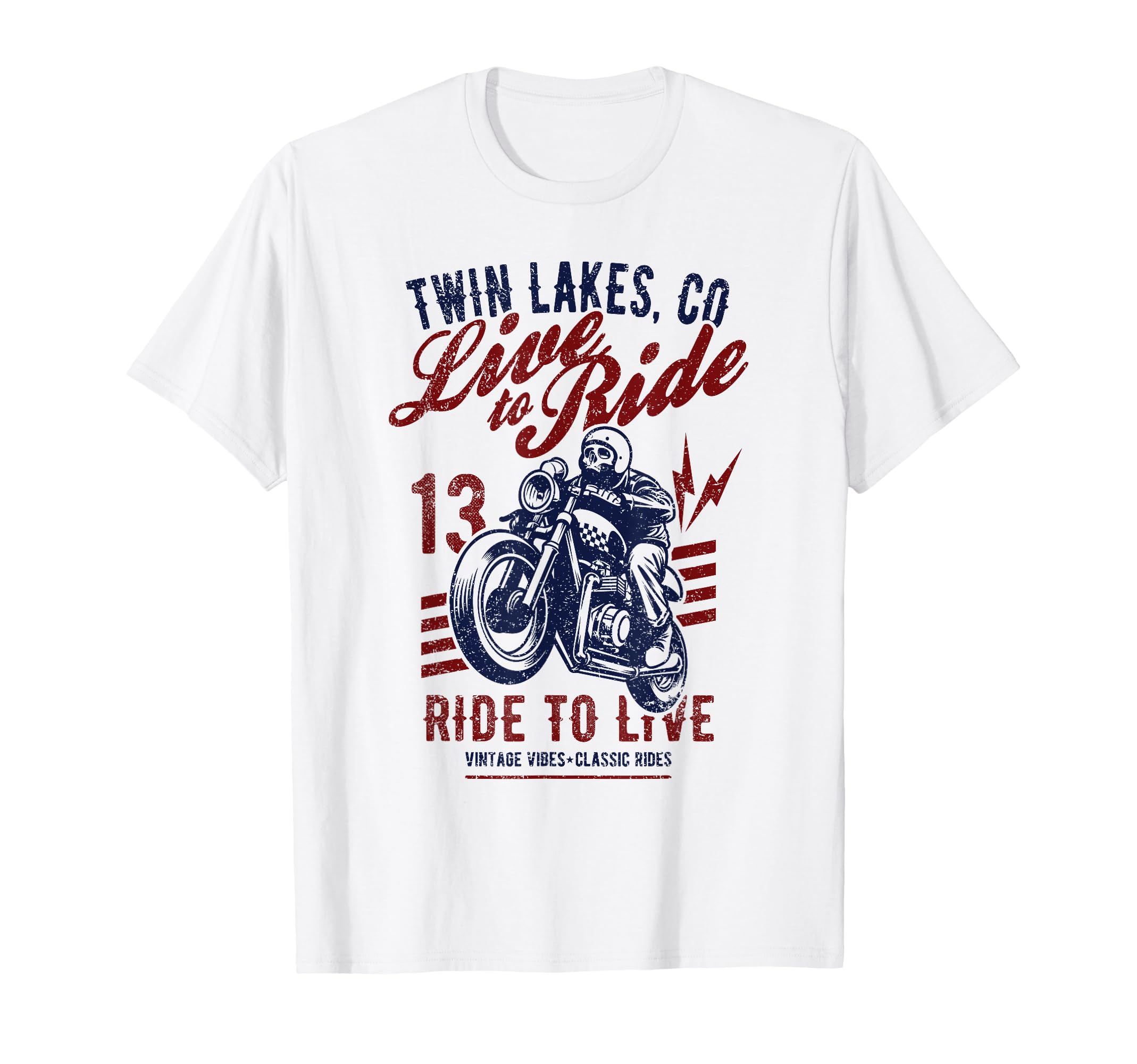 Twin Lakes Colorado Motorcycle Skull T-Shirt - Custom Art Print for Adults - T-Shirt, Sweatshirt, Hoodie