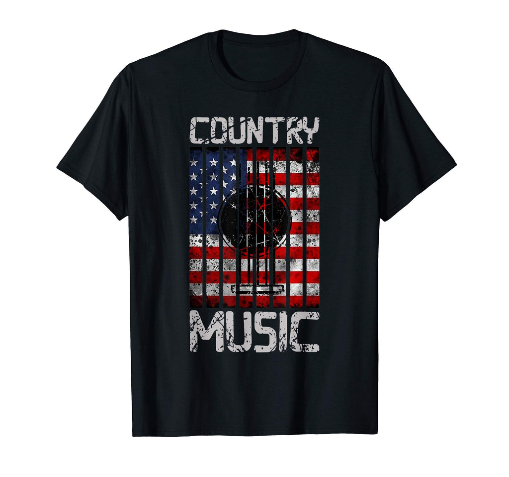 Country Music Guitar American Flag T-Shirt - Minimalist Print for Adults - T-Shirt, Sweatshirt, Hoodie
