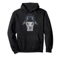 Whippet Wearing Motorcycle Helmet Hoodie - Minimalist Print Men Women - T-Shirt, Sweatshirt, Hoodie
