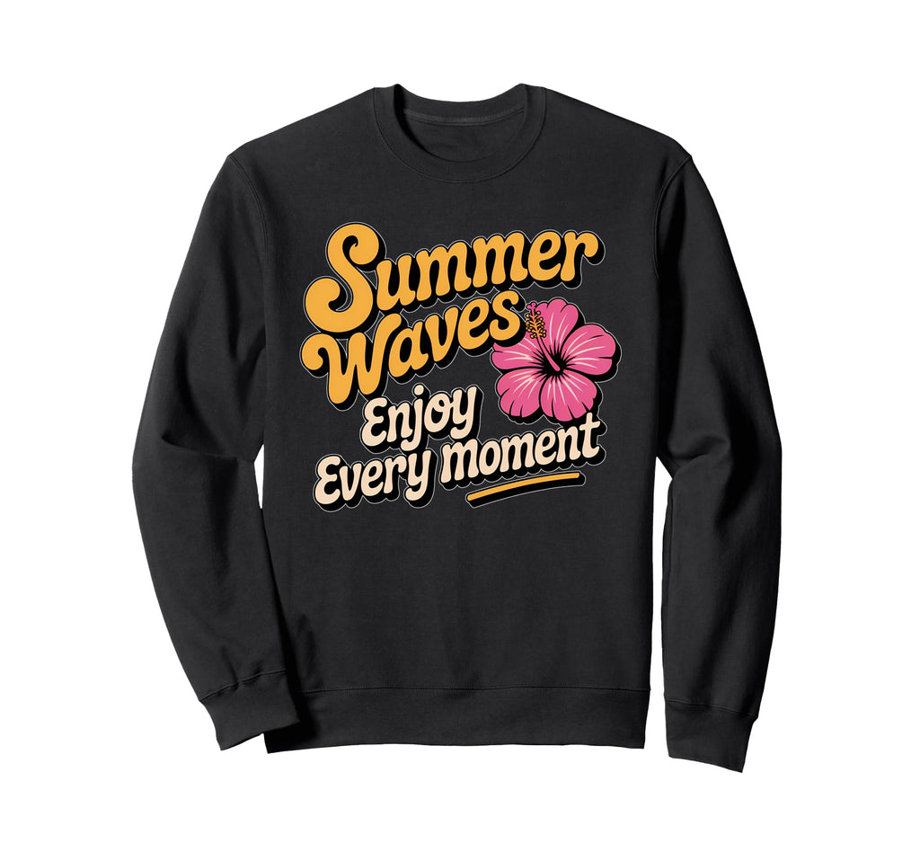 Vibes Typography Summer Waves Summer Sweatshirt - Aesthetic Graphic Unisex - T-Shirt, Sweatshirt, Hoodie