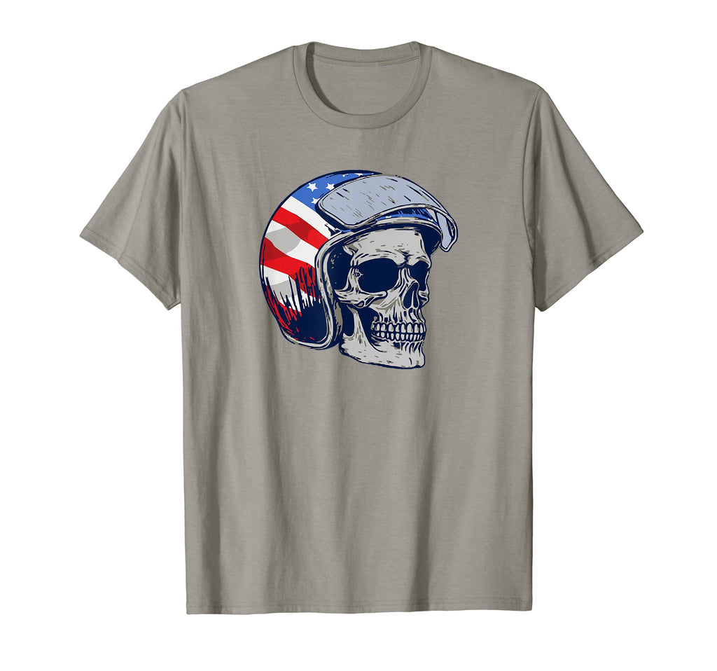 Skull Motorcycle Helmet Biker T-Shirt - Custom Art Print Men Women - T-Shirt, Sweatshirt, Hoodie