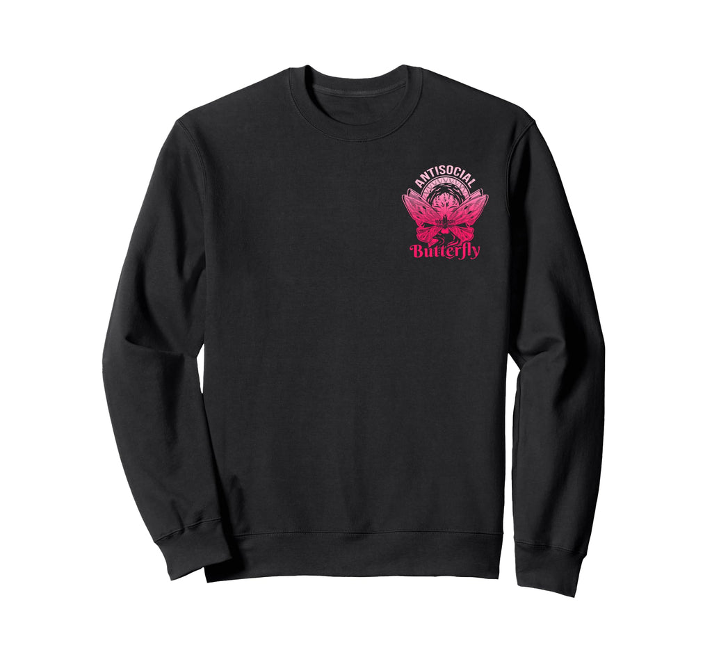 Antisocial Butterfly Moth Gothic Dark Sweatshirt - Trendy Graphic Unisex - T-Shirt, Sweatshirt, Hoodie