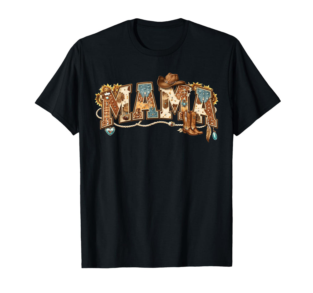 Mama Western Groovy Cow Skull T-Shirt - Aesthetic Graphic Men Women - T-Shirt, Sweatshirt, Hoodie