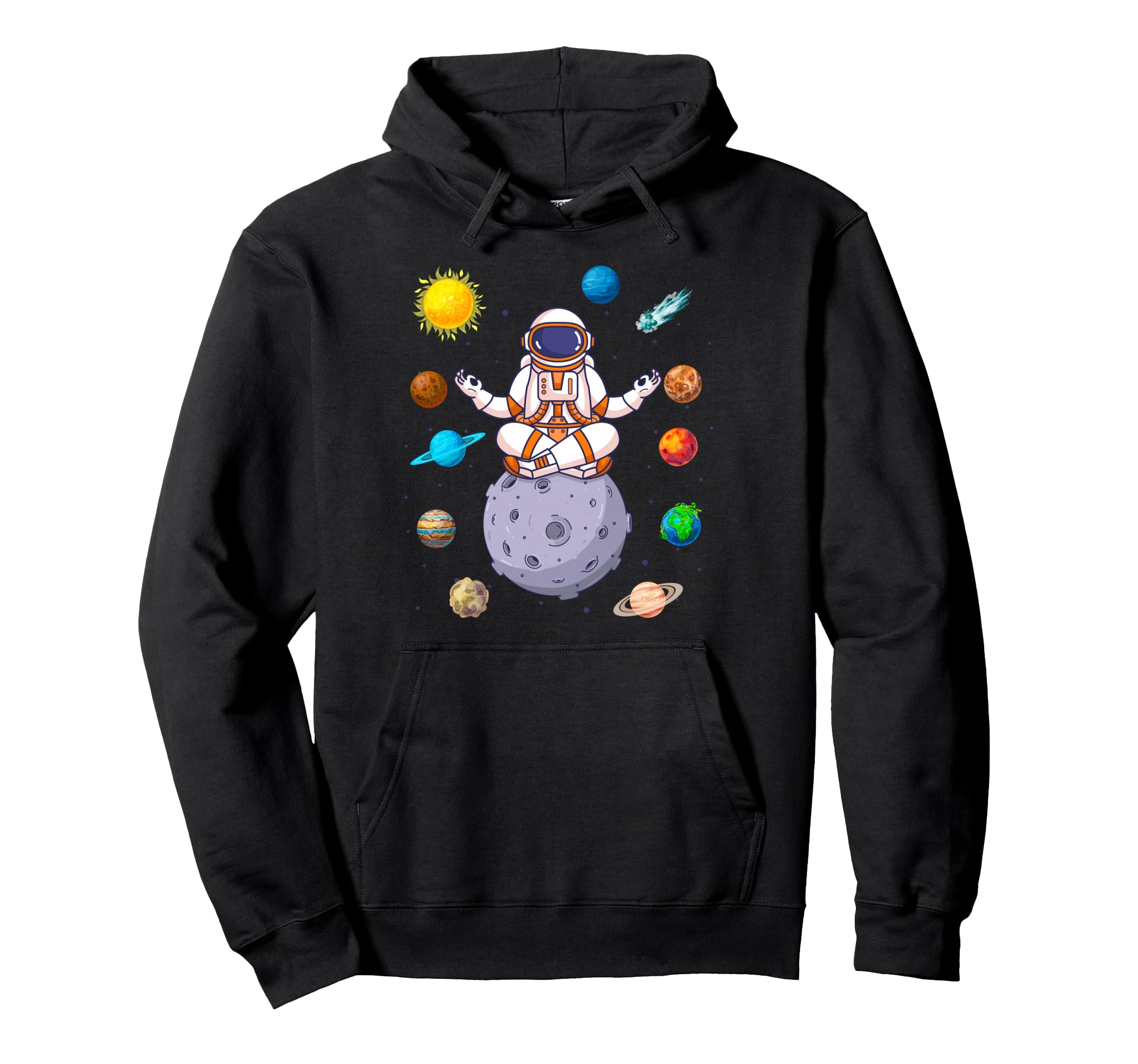 Astronaut Yoga Pose Meditation Mandala Hoodie - Novelty Apparel for Adults - T-Shirt, Sweatshirt, Hoodie