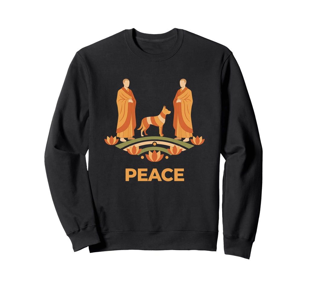 Peace Mindful Dog Meditation Sweatshirt - Minimalist Print for Adults - T-Shirt, Sweatshirt, Hoodie