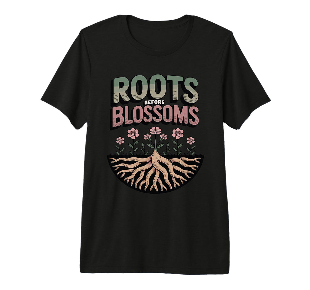 Roots Before Blossoms Grounding Self T-Shirt - Graphic Print for Adults - T-Shirt, Sweatshirt, Hoodie
