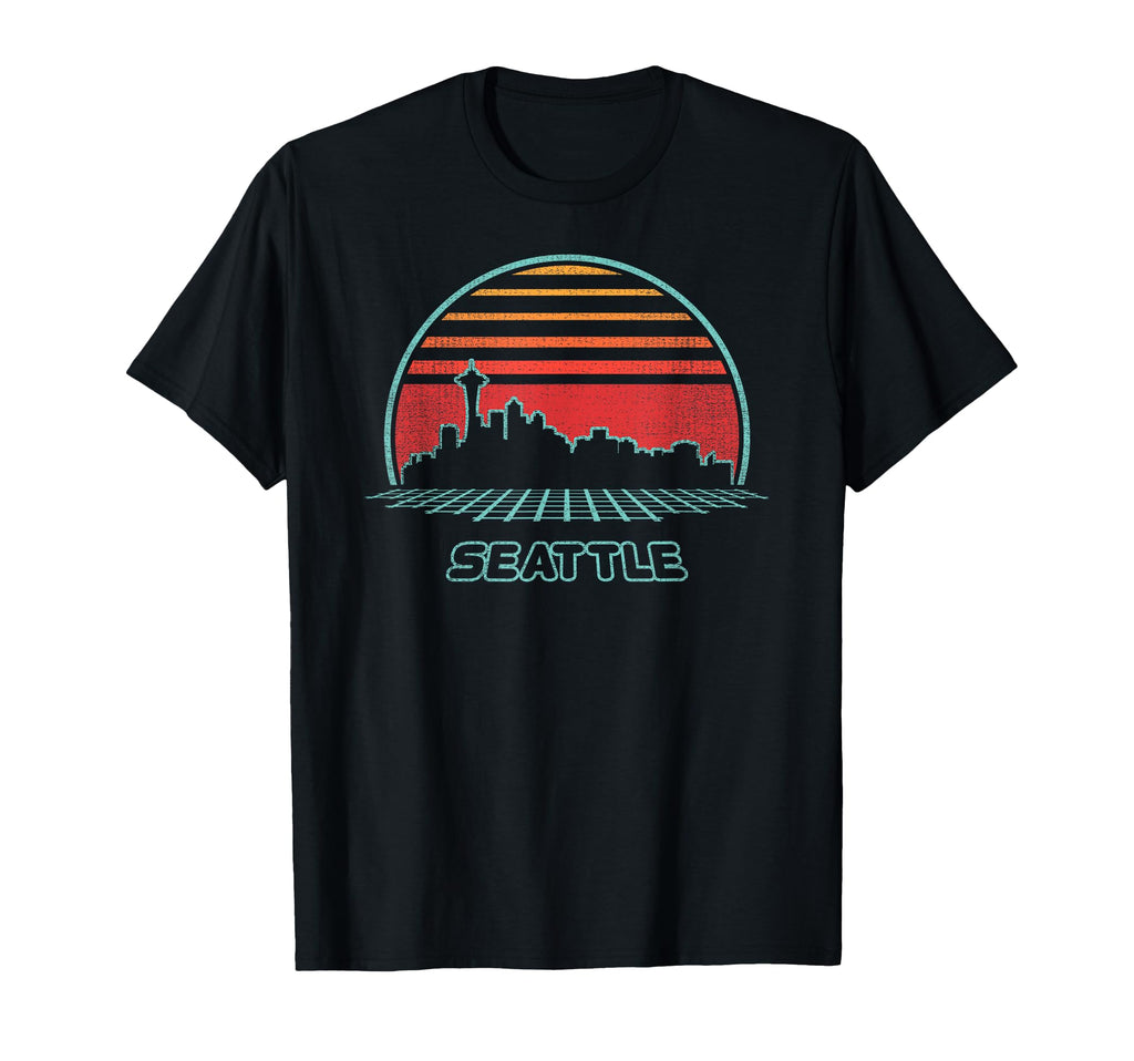 Seattle City Skyline 80S Souvenir T-Shirt - Custom Art Print for Adults - T-Shirt, Sweatshirt, Hoodie